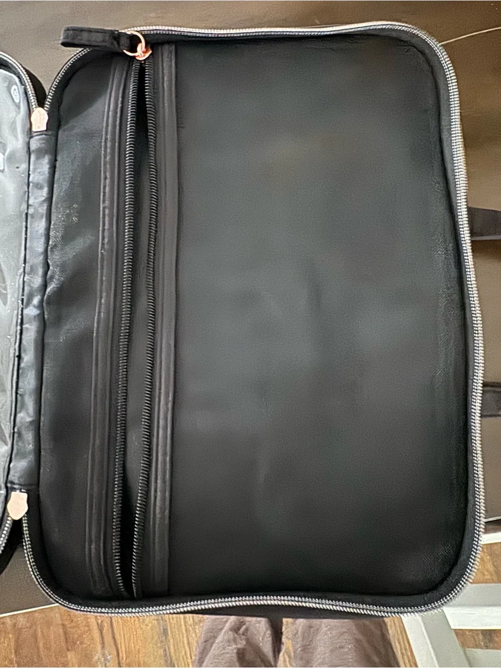 Clear Black Cosmetic Train Case with Rose Gold Zippers - Unbranded